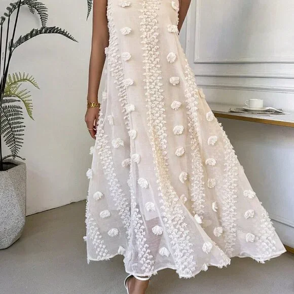 Apricot Boho Women's Summer Vacation Deep Halter Neck Dress - Picture 4 of 6